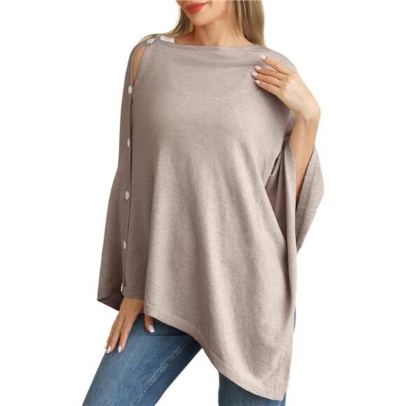 Accessories - Women's Knitted Shawls Scarf Poncho Sweater Brown
